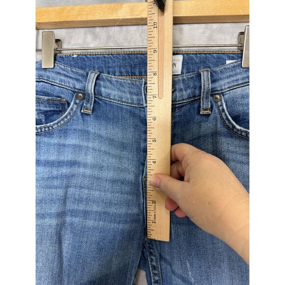 Hudson Tally Crop Skinny Jean Womens 26 Medium Blue Distressed Denim Low Rise - Picture 11 of 12